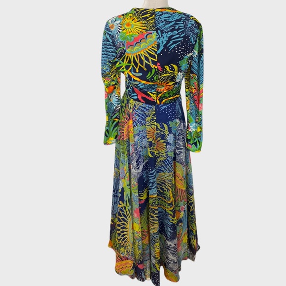 Vintage Don Luis De Espana Multicolor Funky Floral Print Flowy Maxi Dress S/M - Picture 2 of 12
